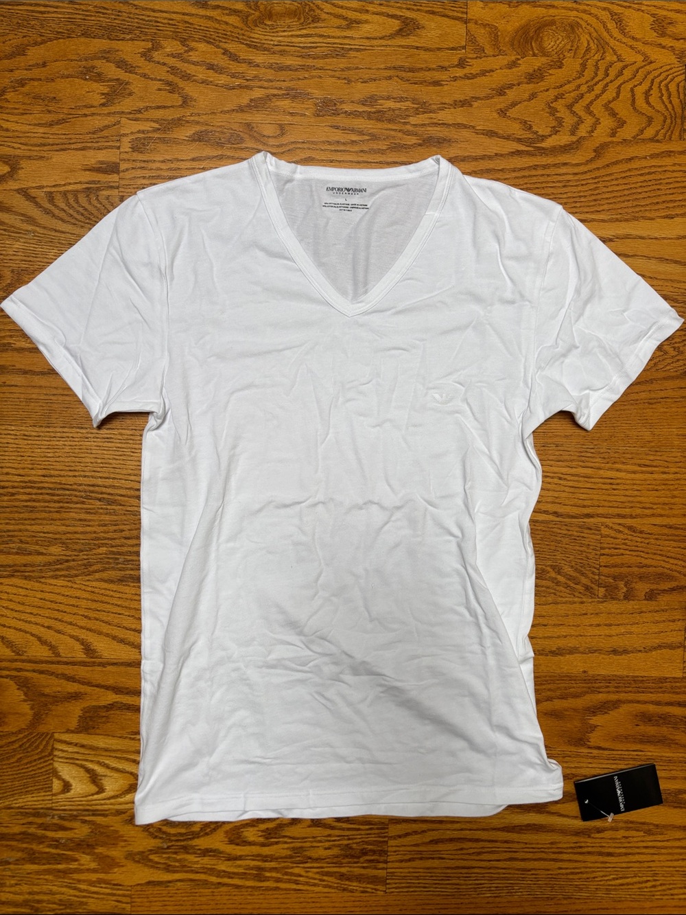 Emporio Armani White V-Neck Short Sleeve Tee